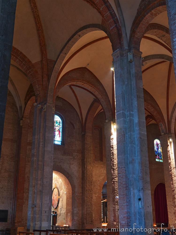 Milan (Italy) - Arcades light and shadows in the Basilica of San Simpliciano